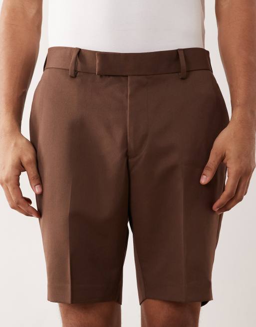 ASOS DESIGN tailored slim shorts in dark brown, 5 of 5