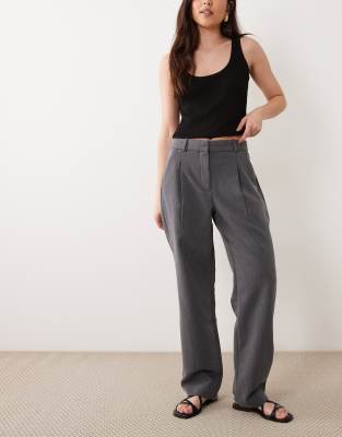 Asos Design Tailored Slim Straight Ankle Grazer Pants In Gray