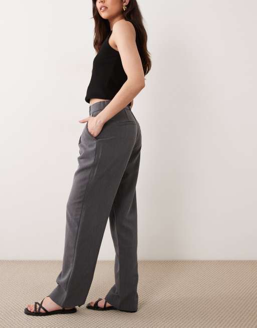 ASOS DESIGN tailored slim straight ankle grazer pants in gray , 2 of 5