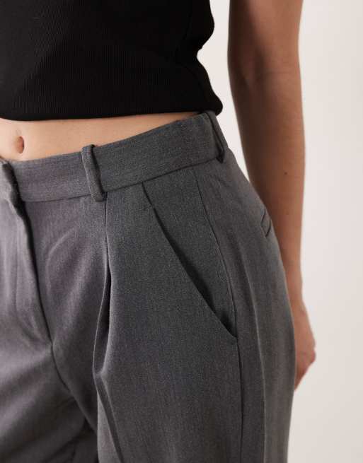 ASOS DESIGN tailored slim straight ankle grazer pants in gray , 4 of 5