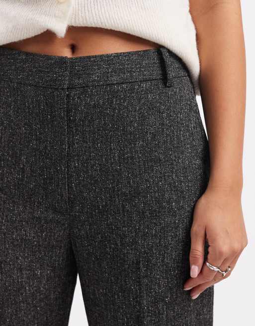 ASOS DESIGN tailored slim straight leg pants in mono salt & pepper