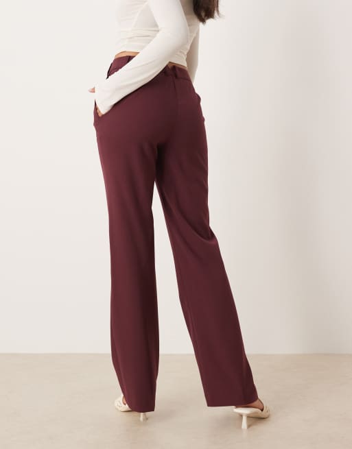 ASOS DESIGN tailored slim straight leg pants in mulberry, 3 of 5