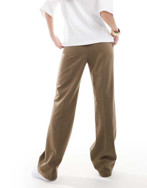 ASOS DESIGN tailored slim straight leg pants in olive