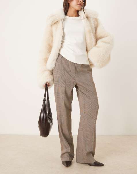 ASOS DESIGN tailored slim straight leg pants in plaid - view 1