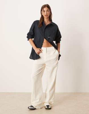 ASOS DESIGN tailored slim straight linen trousers in cream - view 1
