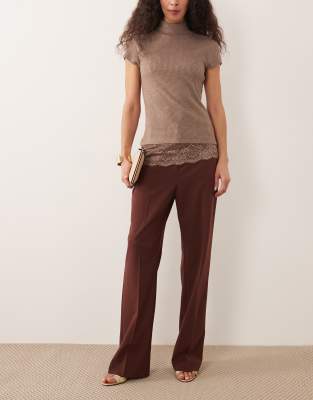 Asos Design Tailored Slim Straight Pants In Brown