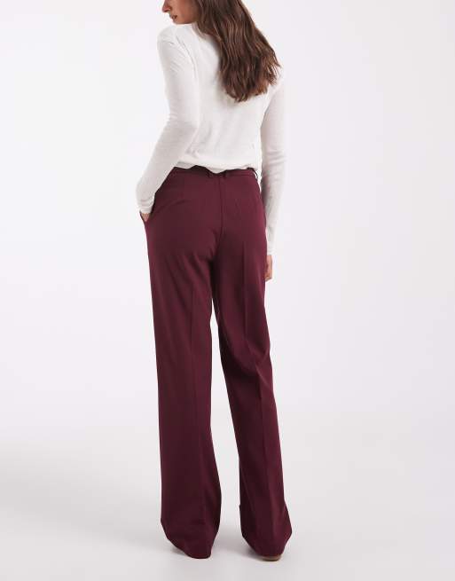 ASOS DESIGN Tailored slim straight pants in burgundy, 2 of 5