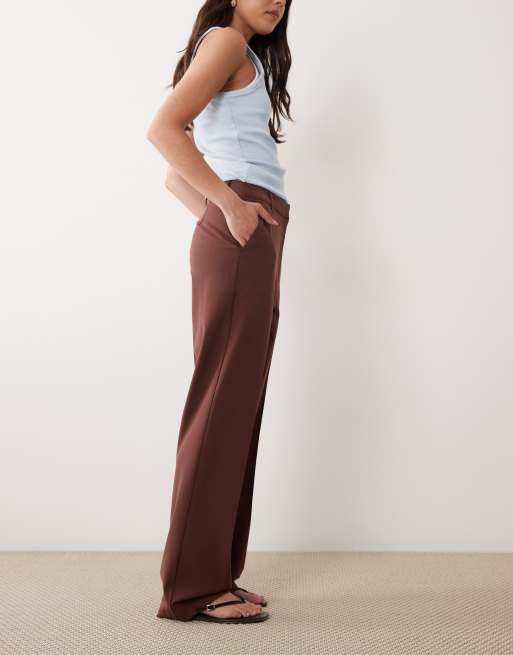 ASOS DESIGN Tailored slim straight pants in chocolate, 2 of 5