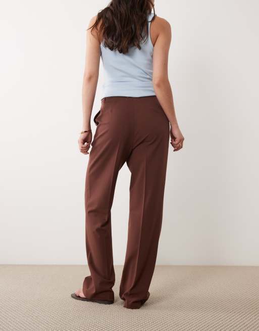 ASOS DESIGN Tailored slim straight pants in chocolate, 5 of 5