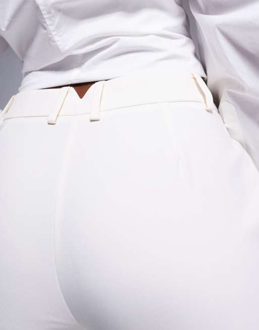ASOS DESIGN tailored slim straight pants in cream