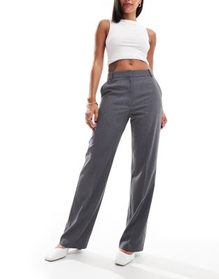 tailored slim straight pants in gray