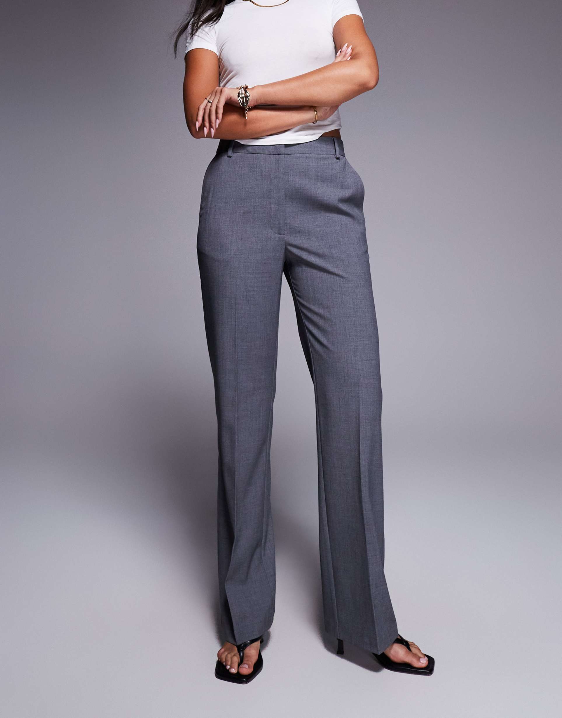 asos design tailored slim straight pants in gray