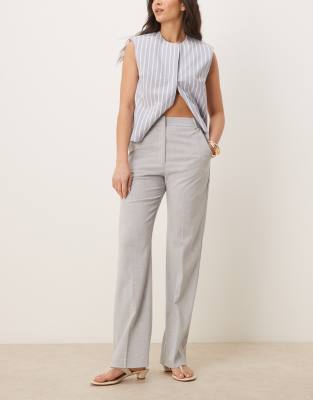 Asos Design Tall Tailored Slim Straight Pants In Gray