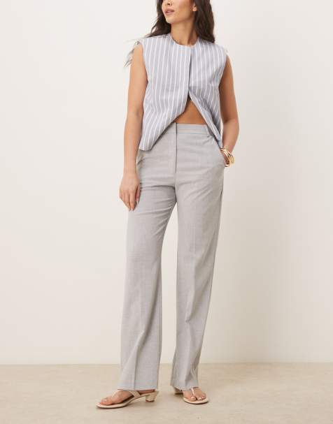 ASOS DESIGN tailored slim straight pants in light gray - view 1