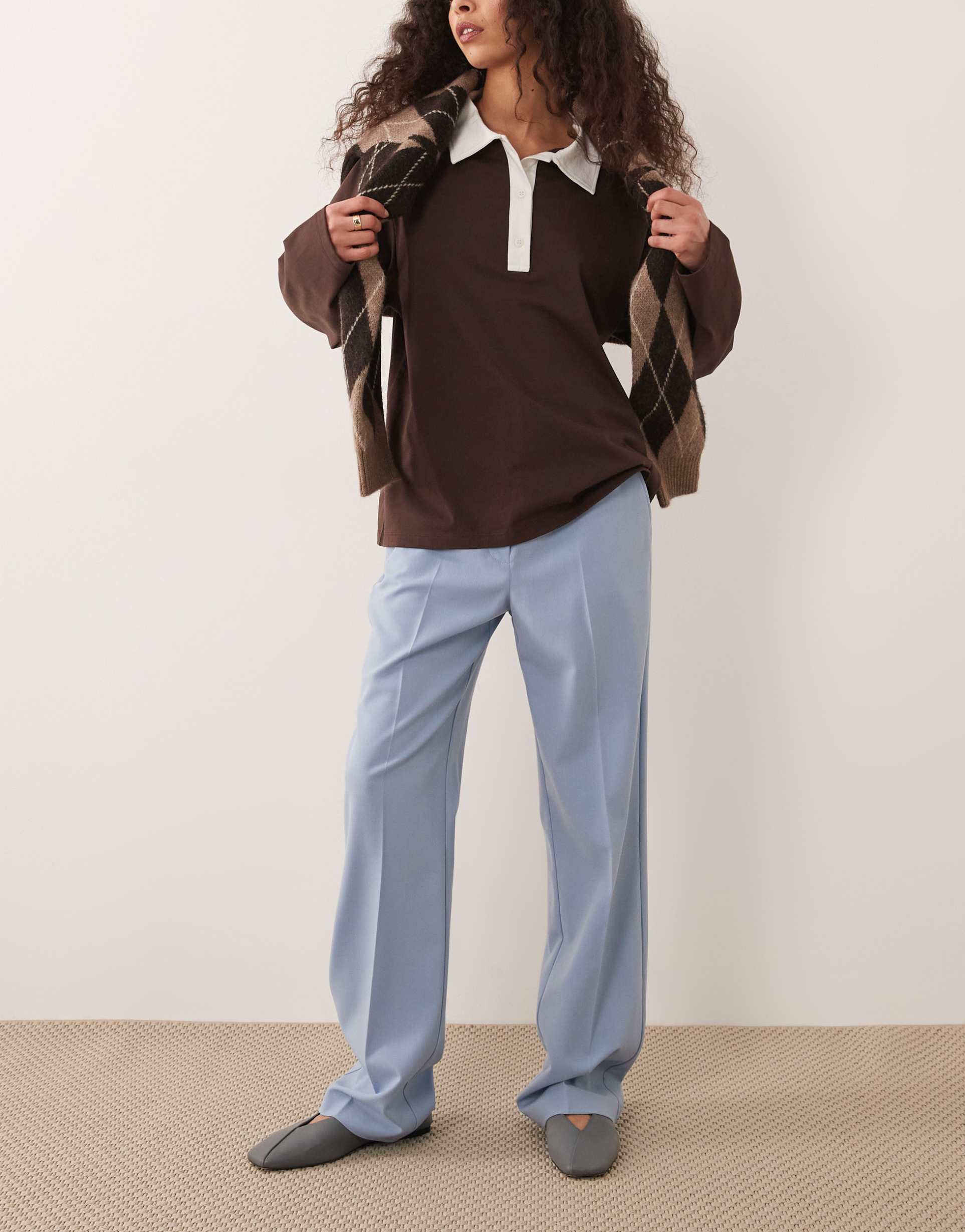 asos design tailored slim straight pants in soft blue