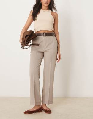 Asos Design Tailored Slim Straight Pants With Belt In Multi