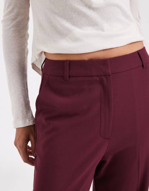 ASOS DESIGN Tailored slim straight trousers in burgundy, 5 of 5