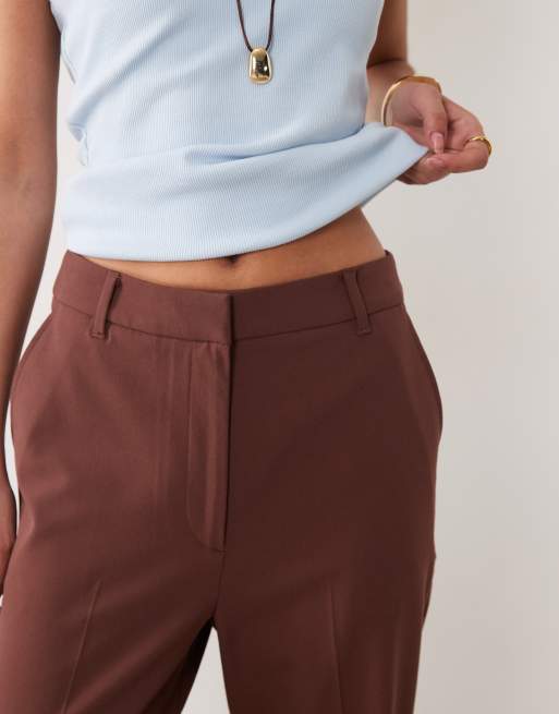 ASOS DESIGN Tailored slim straight trousers in chocolate, 3 of 5
