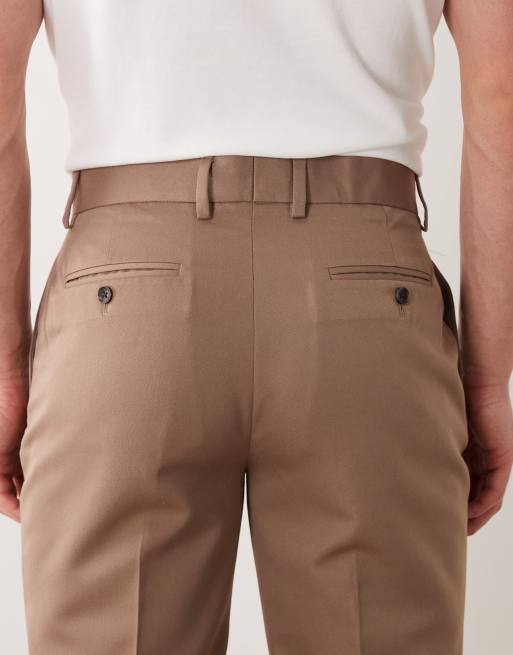 ASOS DESIGN tailored slim trousers in brown, 4 of 5