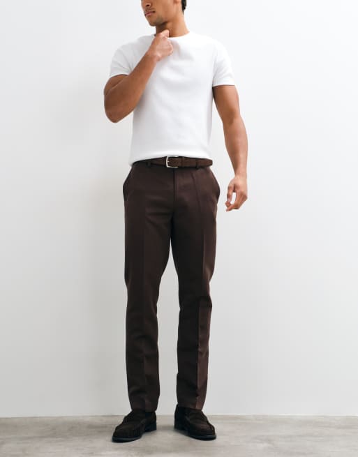 ASOS DESIGN tailored slim trousers in dark brown, 2 of 5