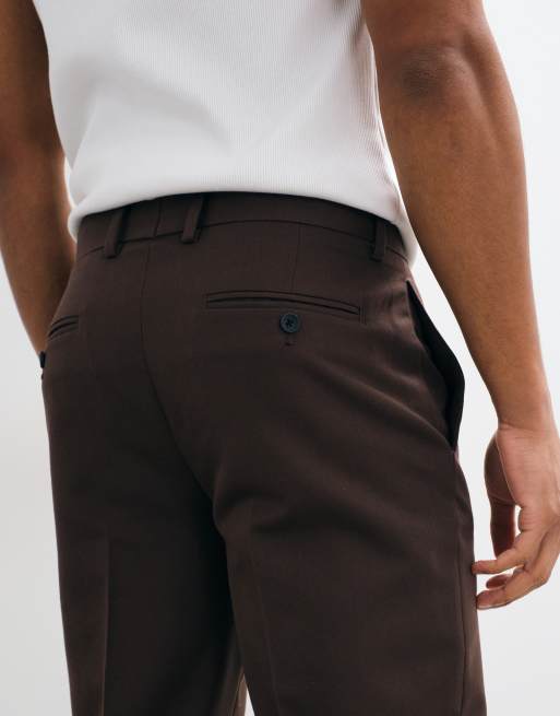 ASOS DESIGN tailored slim trousers in dark brown, 4 of 5