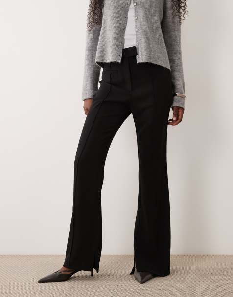 ASOS DESIGN Tailored slinky flare pants in black (Part of a set) - view 1