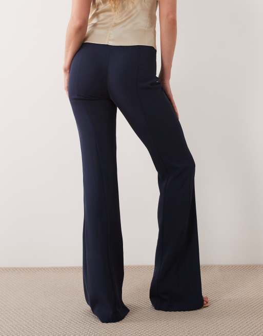 ASOS DESIGN Tailored slinky flare pants in navy, 3 of 5
