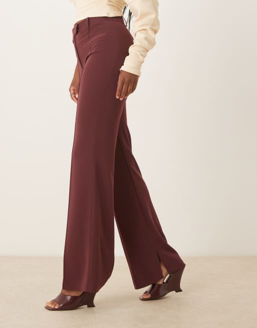 ASOS DESIGN tailored slinky flare suit trousers in plum, 2 of 5