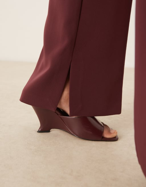 ASOS DESIGN tailored slinky flare suit trousers in plum, 5 of 5