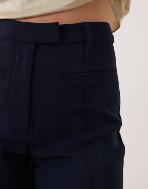 ASOS DESIGN Tailored slinky flare trousers in navy, 5 of 5