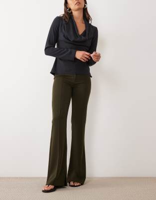 Asos Design Tall Tailored Slinky Skinny Flare Pants In Green