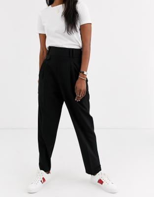 high waisted black dress trousers