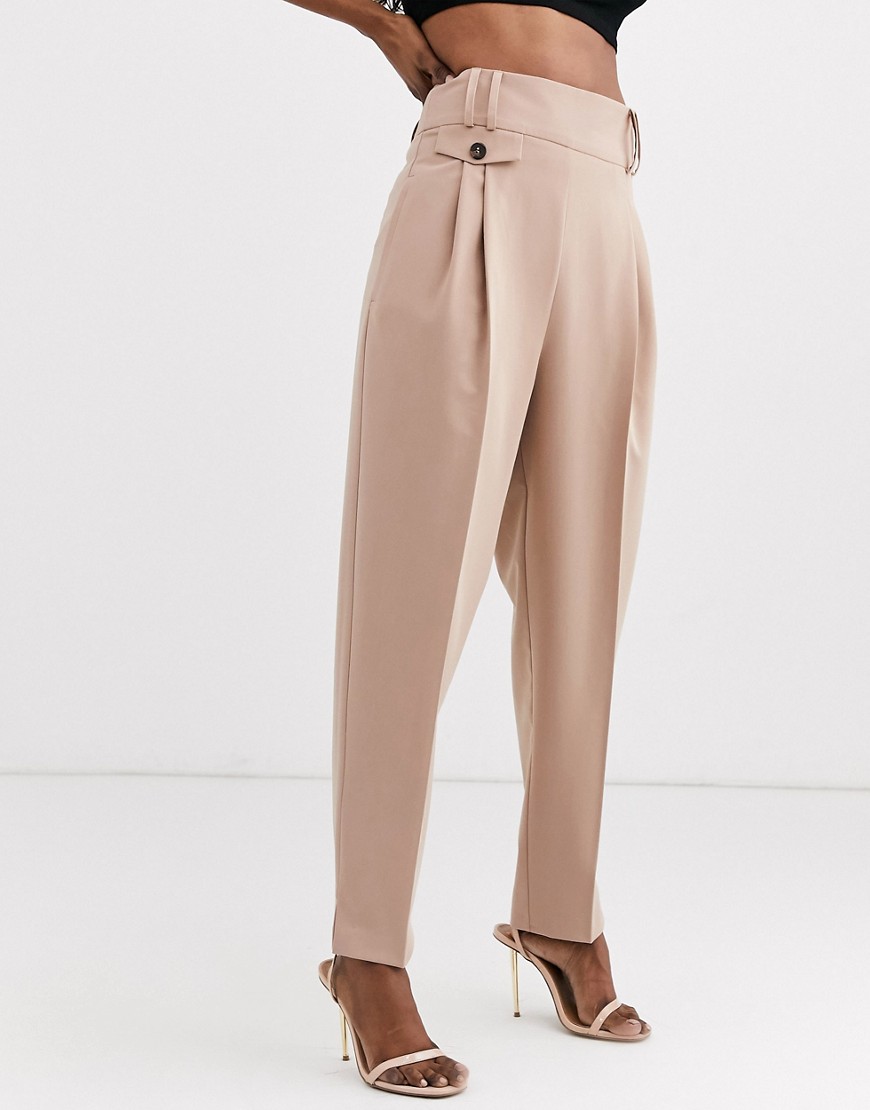 ASOS DESIGN tailored smart high waist balloon trouser-Pink