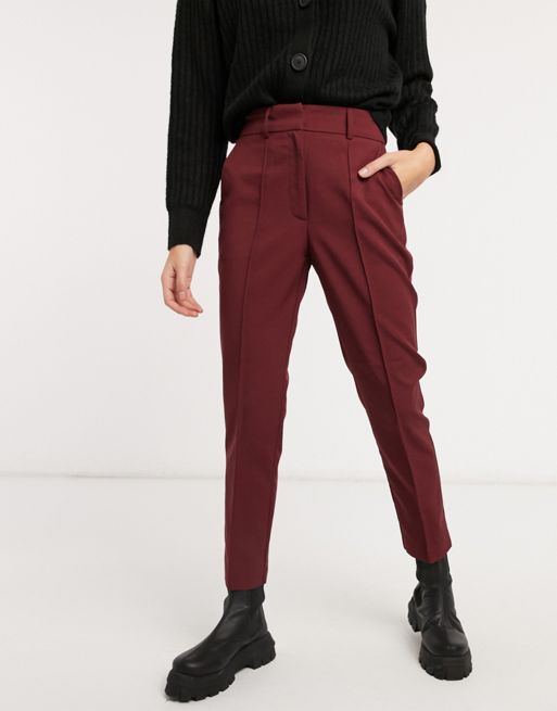ASOS DESIGN tailored smart mix & match cigarette suit pants in claret ...