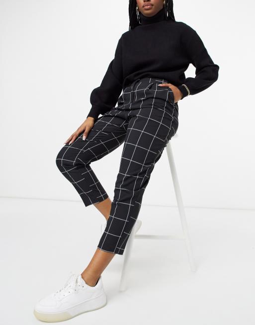 ASOS DESIGN tailored smart tapered pants in mono plaid