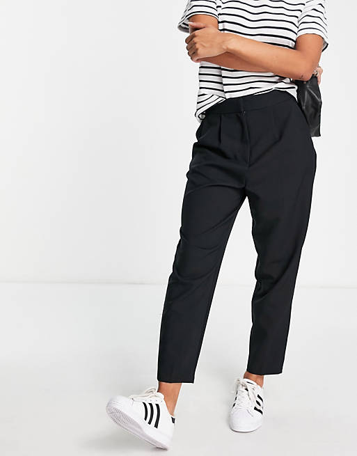 ASOS DESIGN tailored smart tapered trousers in black