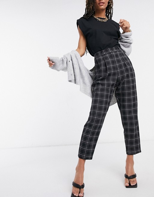 ASOS DESIGN tailored smart tapered trousers in mono check