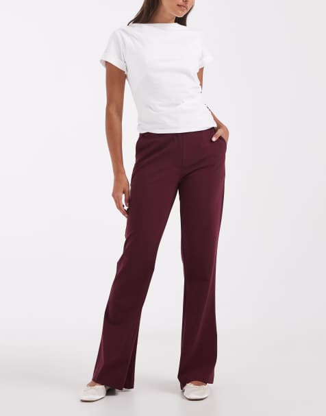 ASOS DESIGN Tailored snatch flare in burgundy - view 1