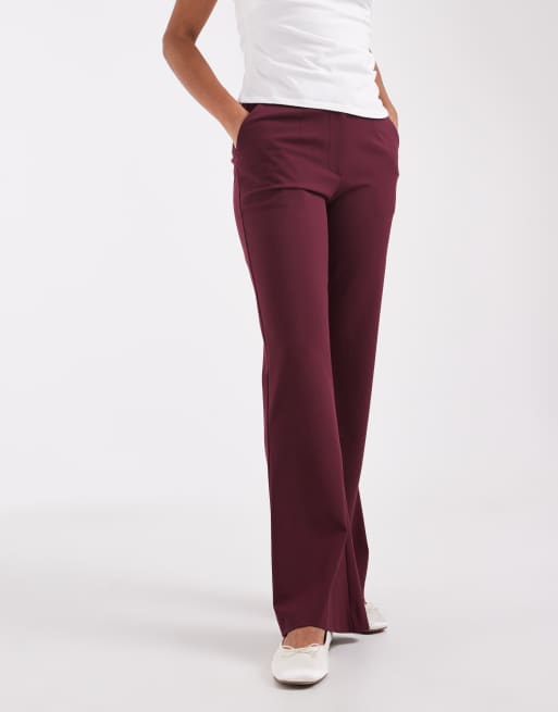 ASOS DESIGN Tailored snatch flare in burgundy, 2 of 5