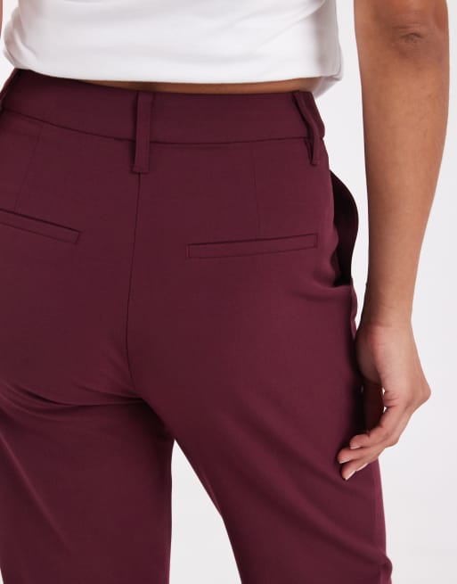 ASOS DESIGN Tailored snatch flare in burgundy, 4 of 5