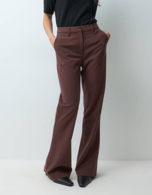 ASOS DESIGN Tailored snatch flare in chocolate, 2 of 5
