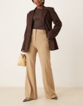 [ASOS DESIGN] ASOS DESIGN tailored snatch flare pants in camel-Brown 10 camel