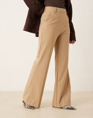 Asos Design Tailored Snatch Flare Pants In Nude
