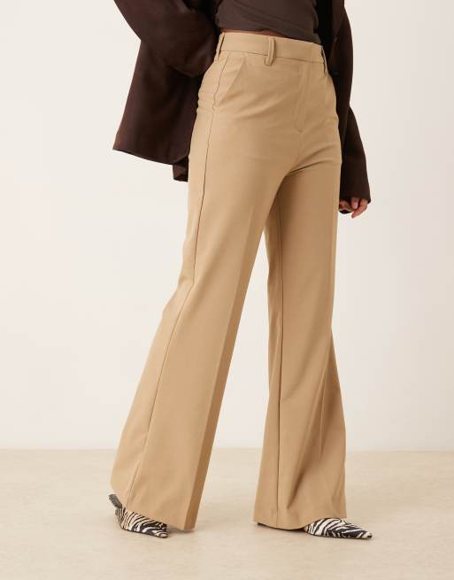 ASOS DESIGN tailored snatch flare pants in camel