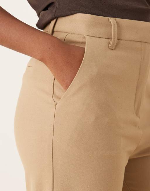 ASOS DESIGN tailored snatch flare pants in camel