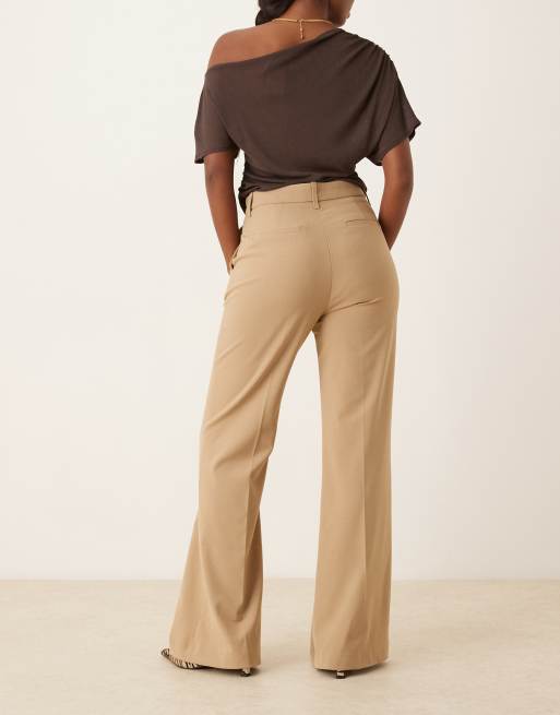 ASOS DESIGN tailored snatch flare pants in camel
