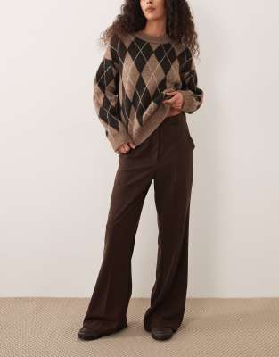 Asos Design Tailored Snatch Flare Pants In Brown