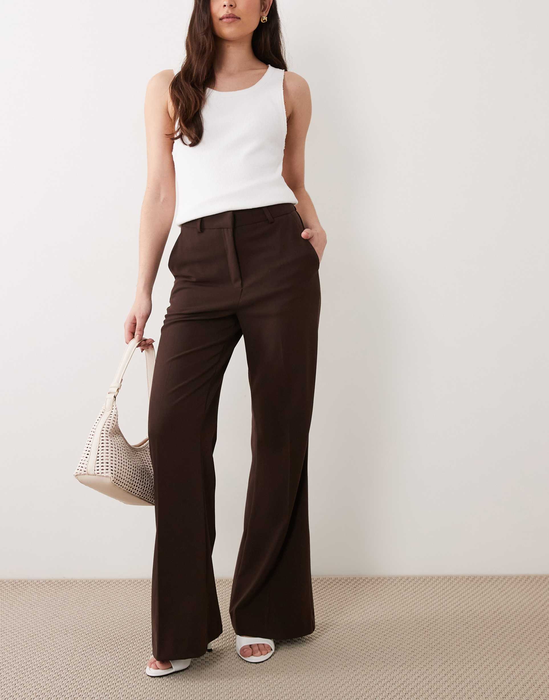 asos design tailored snatch flare pants in chocolate