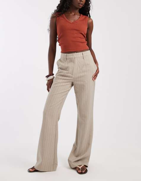 ASOS DESIGN tailored snatch flare pants in herringbone stripes - view 1
