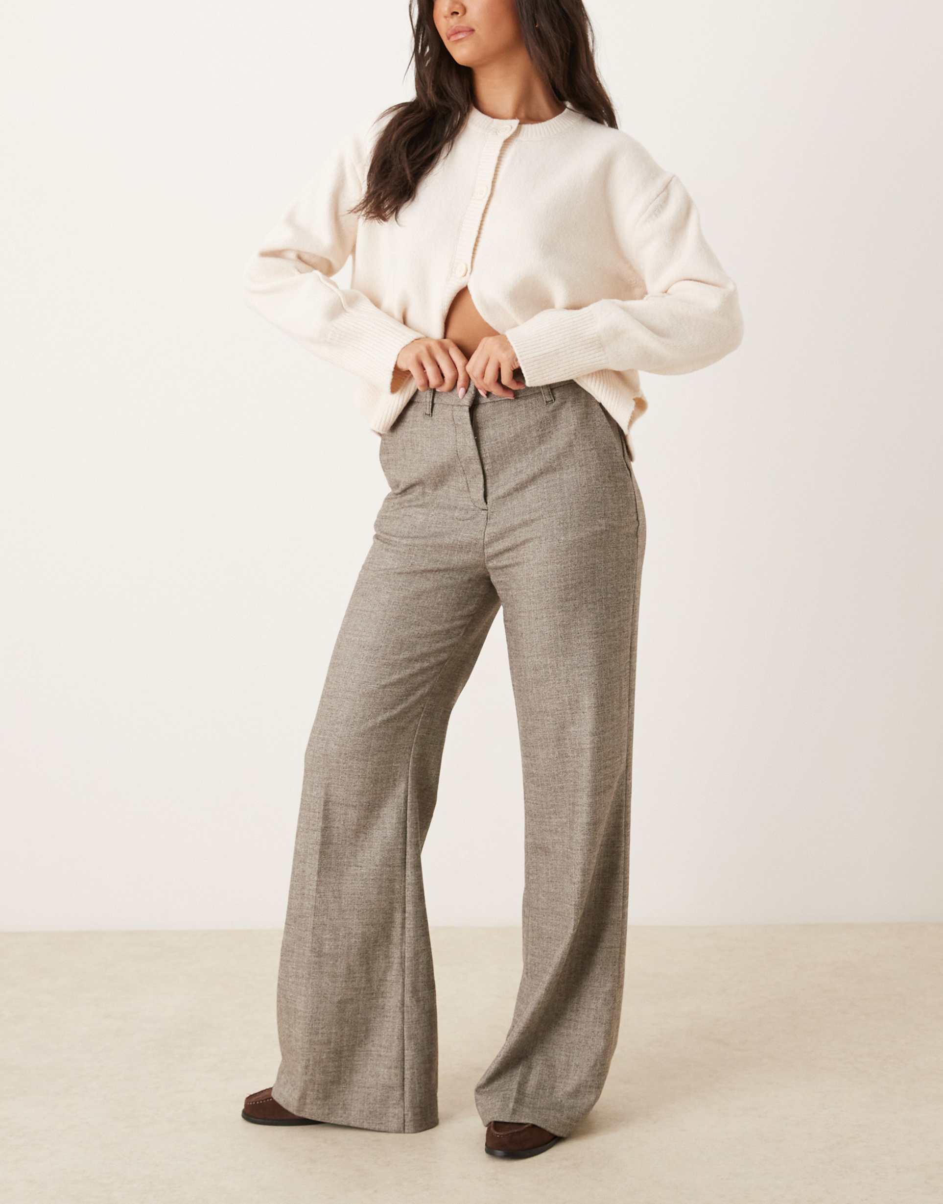 asos design tailored snatch flare pants in herringbone